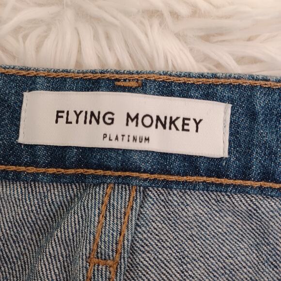 Y2k Style 100% cotton Flying Monkey Distressed Mini Skirt Size 25 blue denim - Picture 4 of 7